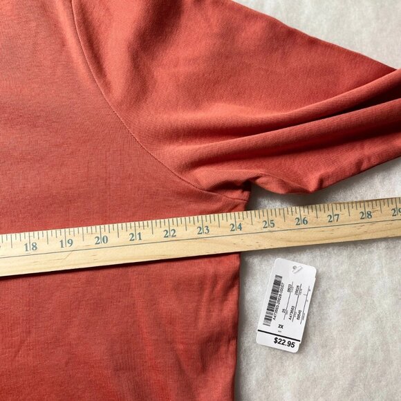 NWT CJ Banks Womens Burnt Red 3/4 Sleeve Casual Comfy Cotton T-Shirt Size 2X - Picture 6 of 9
